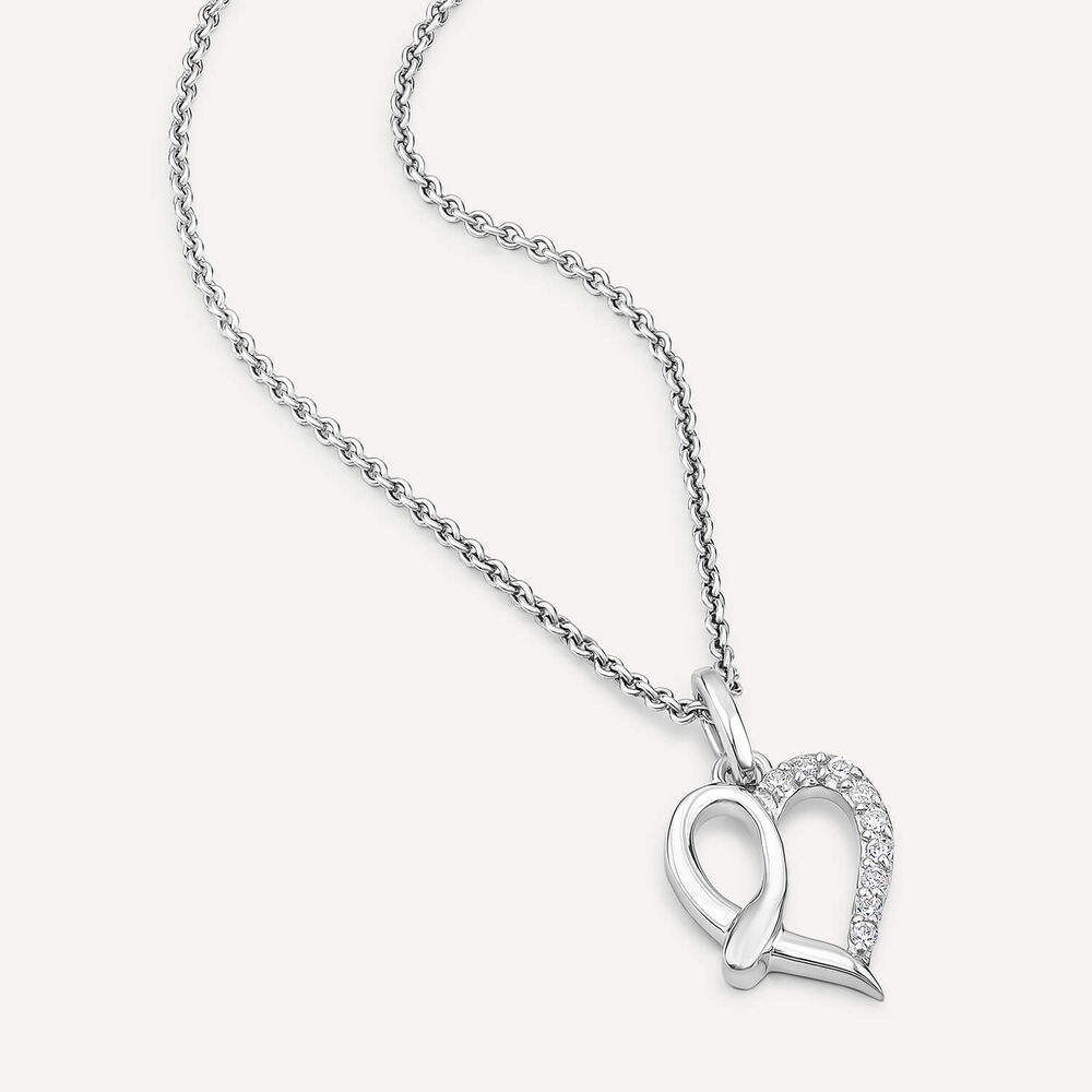 Sterling Silver Cubic Zirconia Heart Polished Centre Tail Pendant