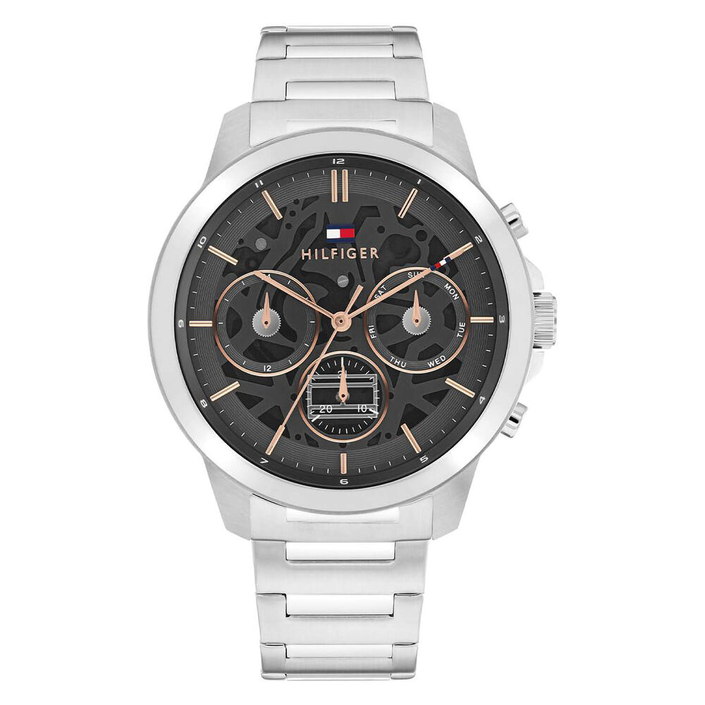 Tommy Hilfiger 43mm Grey Skeleton Dial Stainless Steel Bracelet Watch image number 0