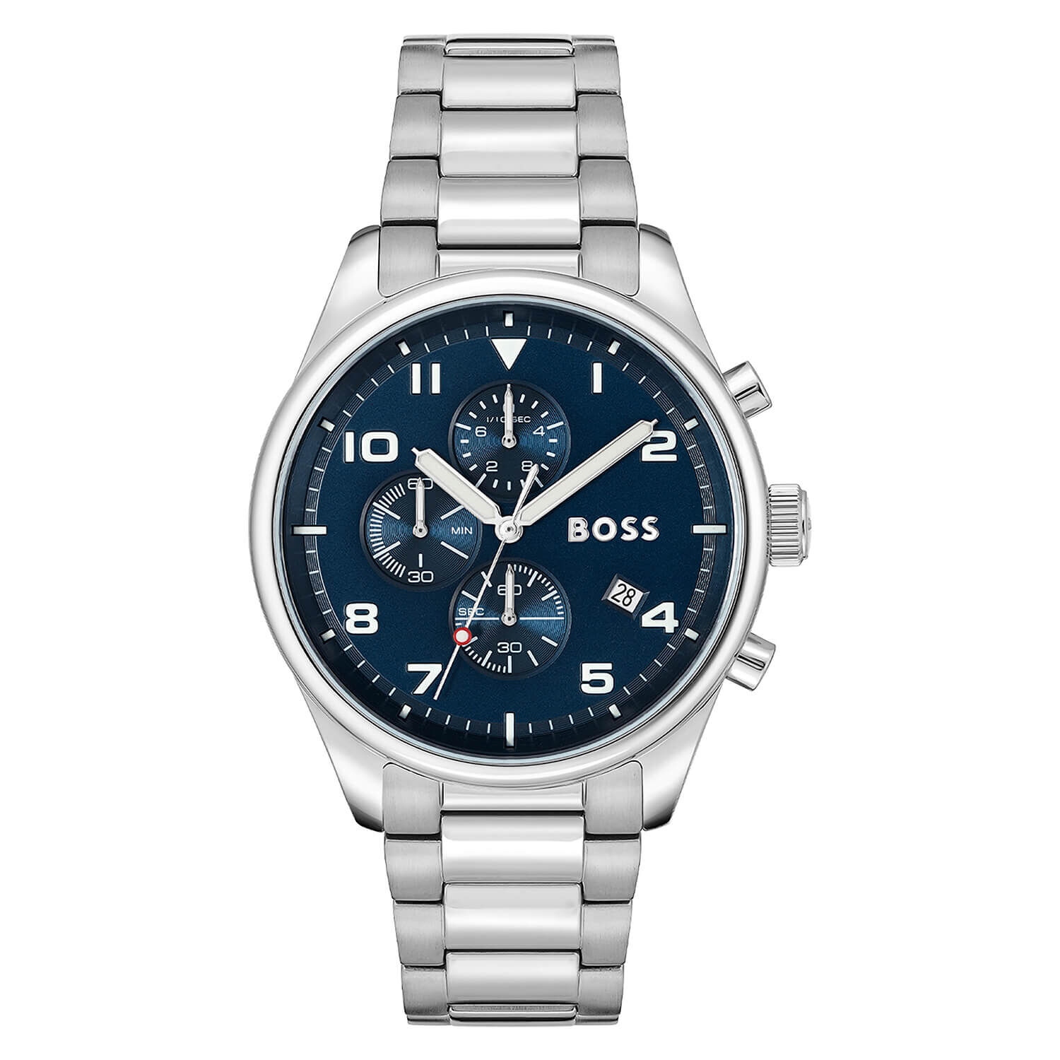 Boss View 44mm Blue Dial Steel Bracelet Chronograph Watch