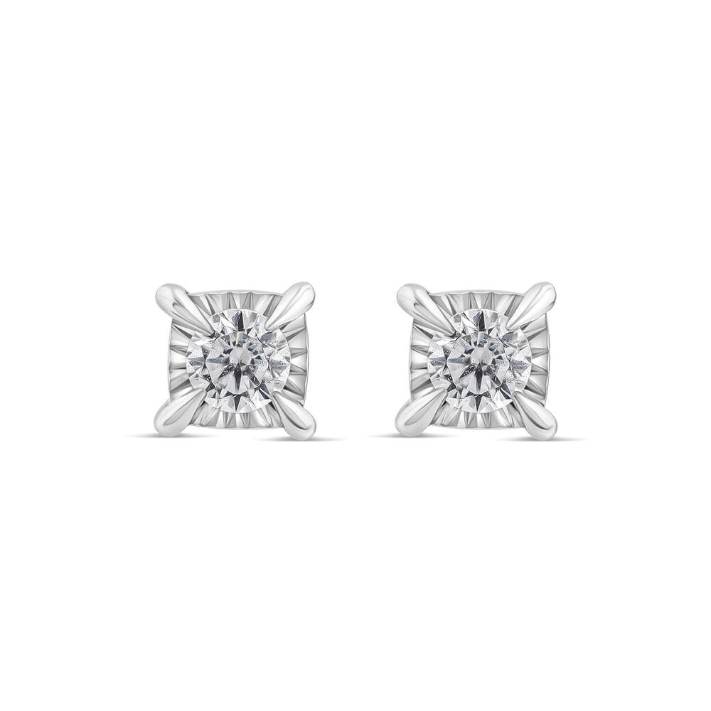 9ct White Gold 0.25ct Miracle Plate Diamond Stud Earrings image number 0