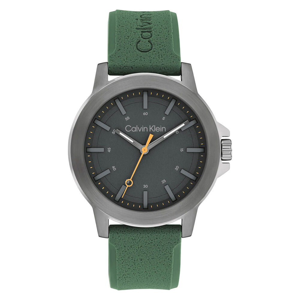 Calvin Klein Reset 42mm Grey Dial Green Rubber Strap Watch image number 0