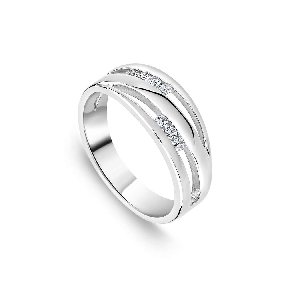 Sterling Silver Three Strands Cubic Zirconia Ring image number 0