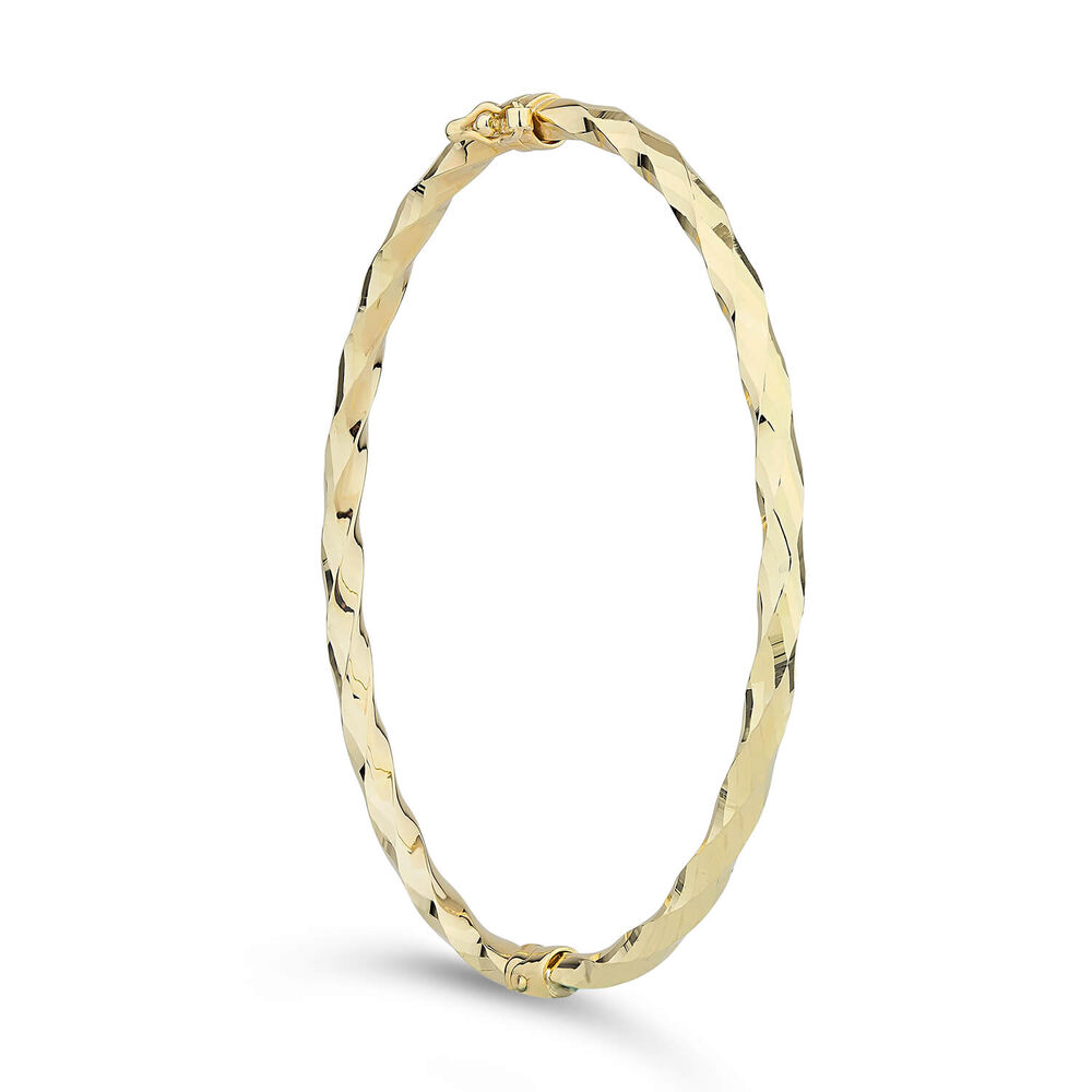 9ct Yellow Gold Diamond Cut Mirror Finish Bangle