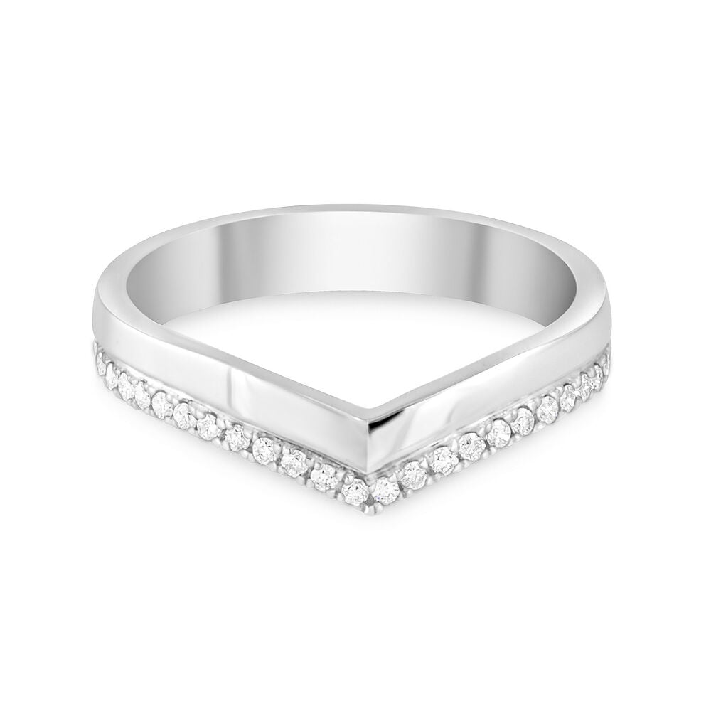 9ct White Gold 0.15ct Diamond Wishbone 3mm Ladies' Ring image number 5