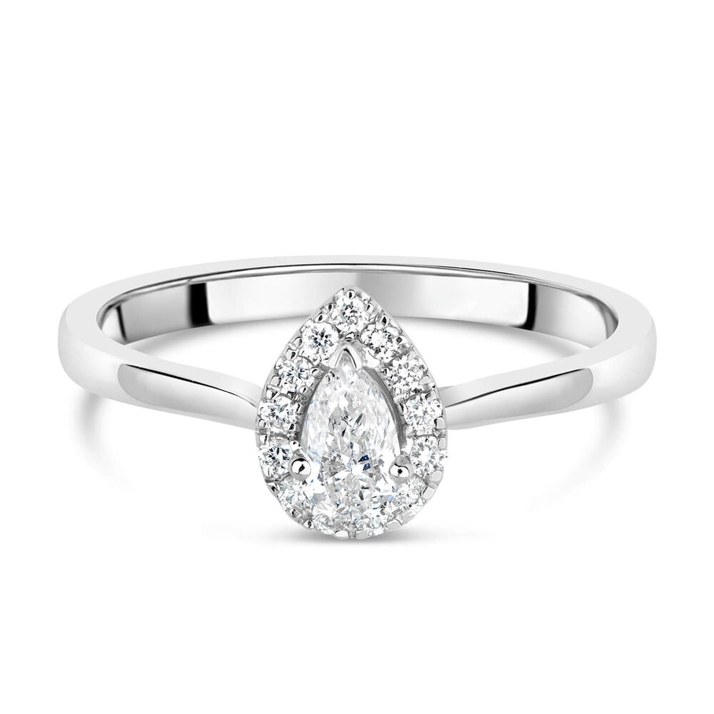 9ct White Gold 0.25ct Diamond Pear Cut Halo Ring image number 4
