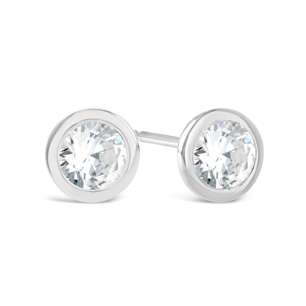 Sterling Silver Small Flat Cubic Zirconia Stud Earrings