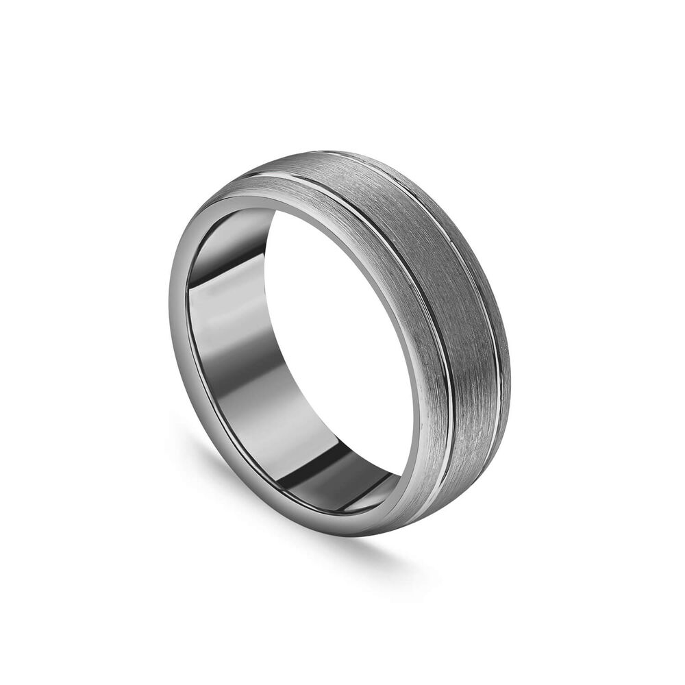 Tungsten Matte Two Line 8mm Men's Ring image number 0