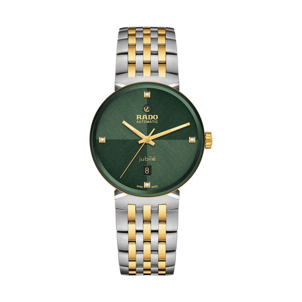 Rado Florence Automatic 39mm Green Dial Yellow Gold PVD Steel Bracelet Watch image number 0
