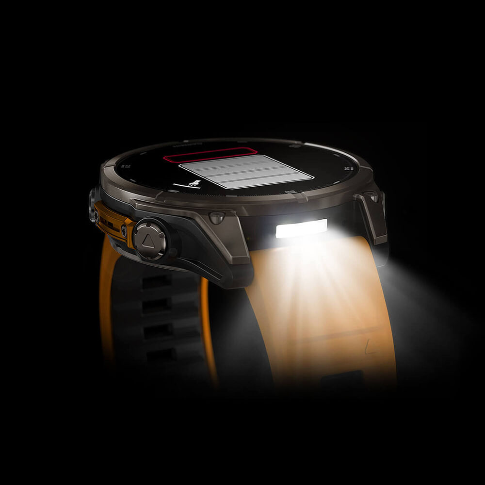 Garmin fenix® 8 AMOLED Sapphire 47mm Titanium Case Spark Orange Graphite Silicon Strap Watch image number 12