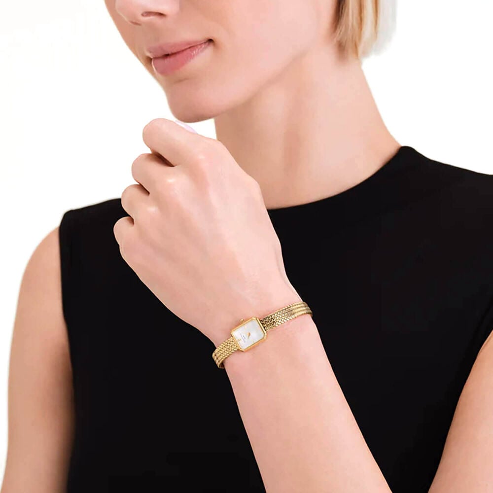 Rosefield Mini 15x18.5mm White Dial Yellow Gold Tone Steel Bracelet Watch