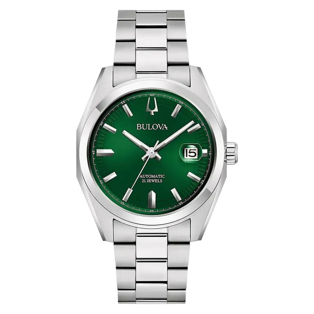 Bulova Surveyor 39mm Green Dial Steel Bracelet Watch image number 0