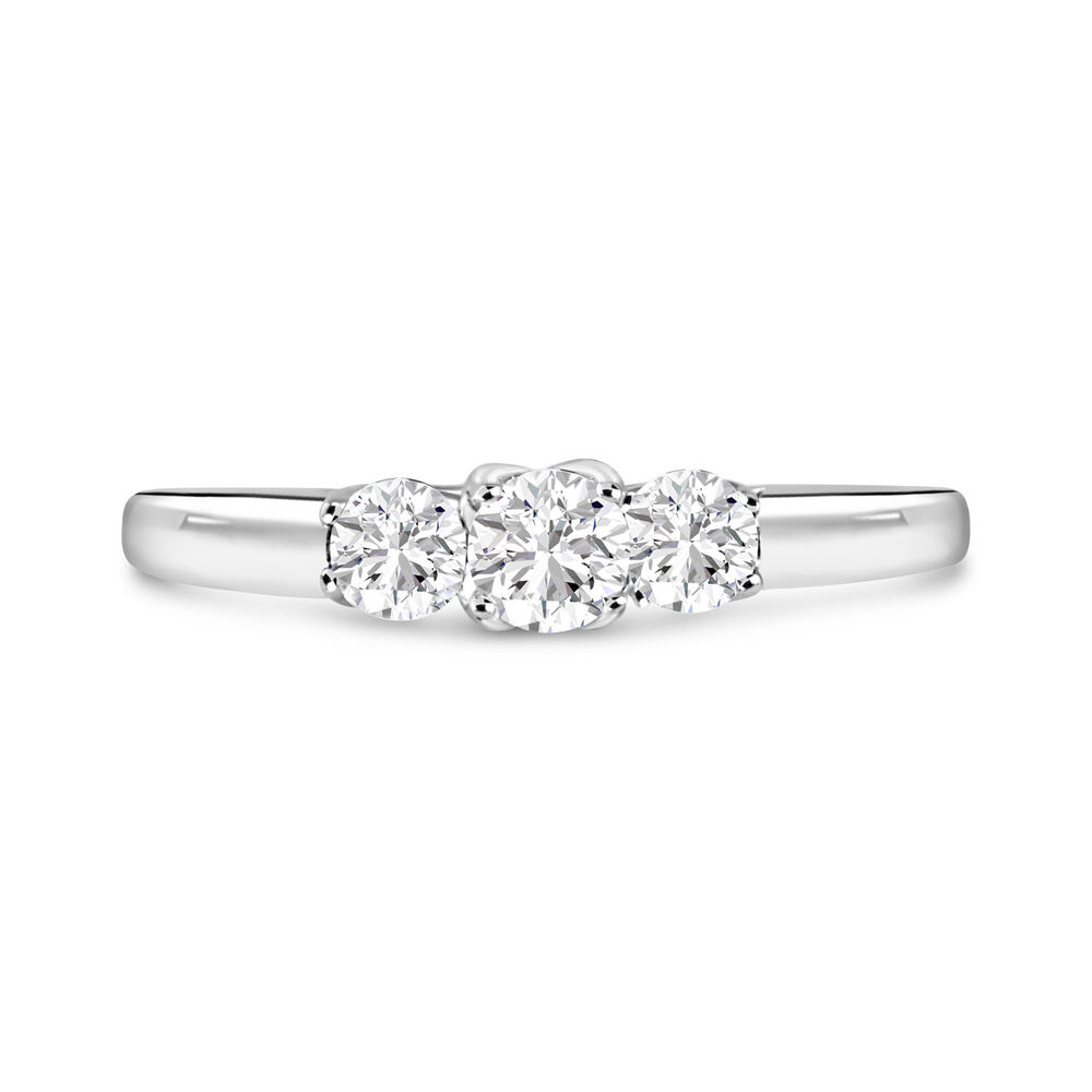 Ladies 18ct White Gold 3 Stone Diamond Engagement Ring image number 1