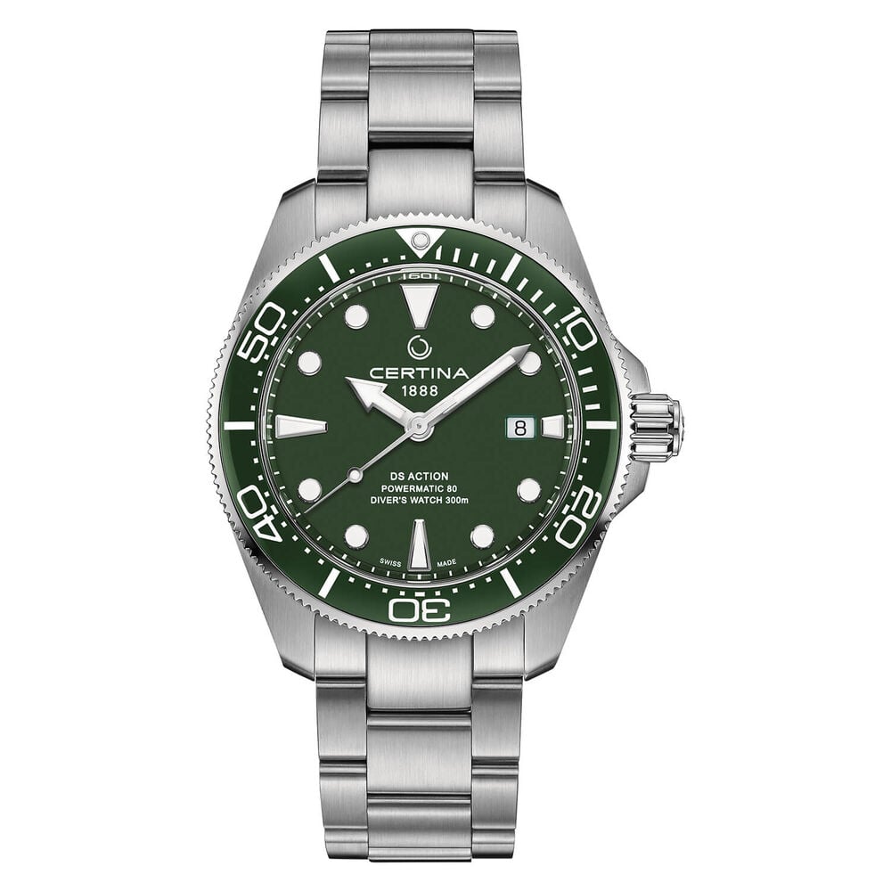 Certina DS Action Diver 43mm Green Dial Steel Case Bracelet Watch image number 0