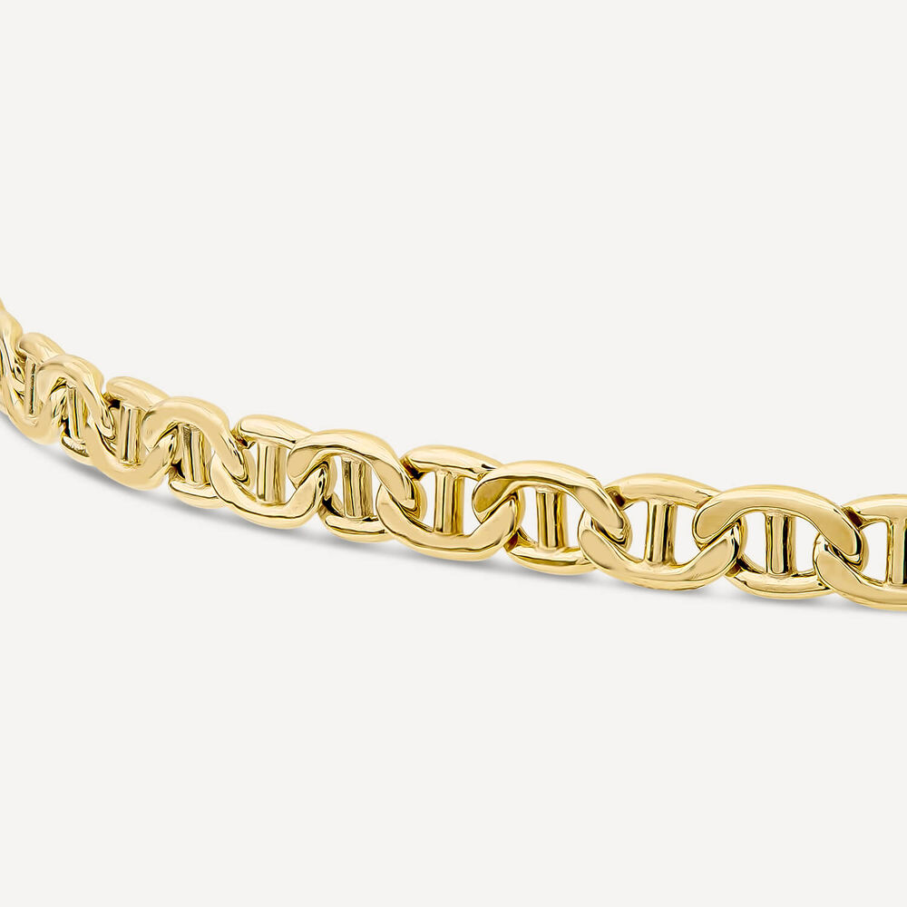 9ct Yellow Gold Bevelled Marine Chain Bracelet image number 2