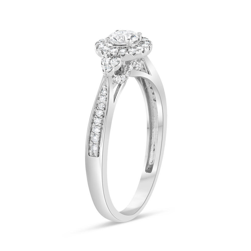 18ct White Gold 0.40ct Diamond Halo and Sides Ring image number 3