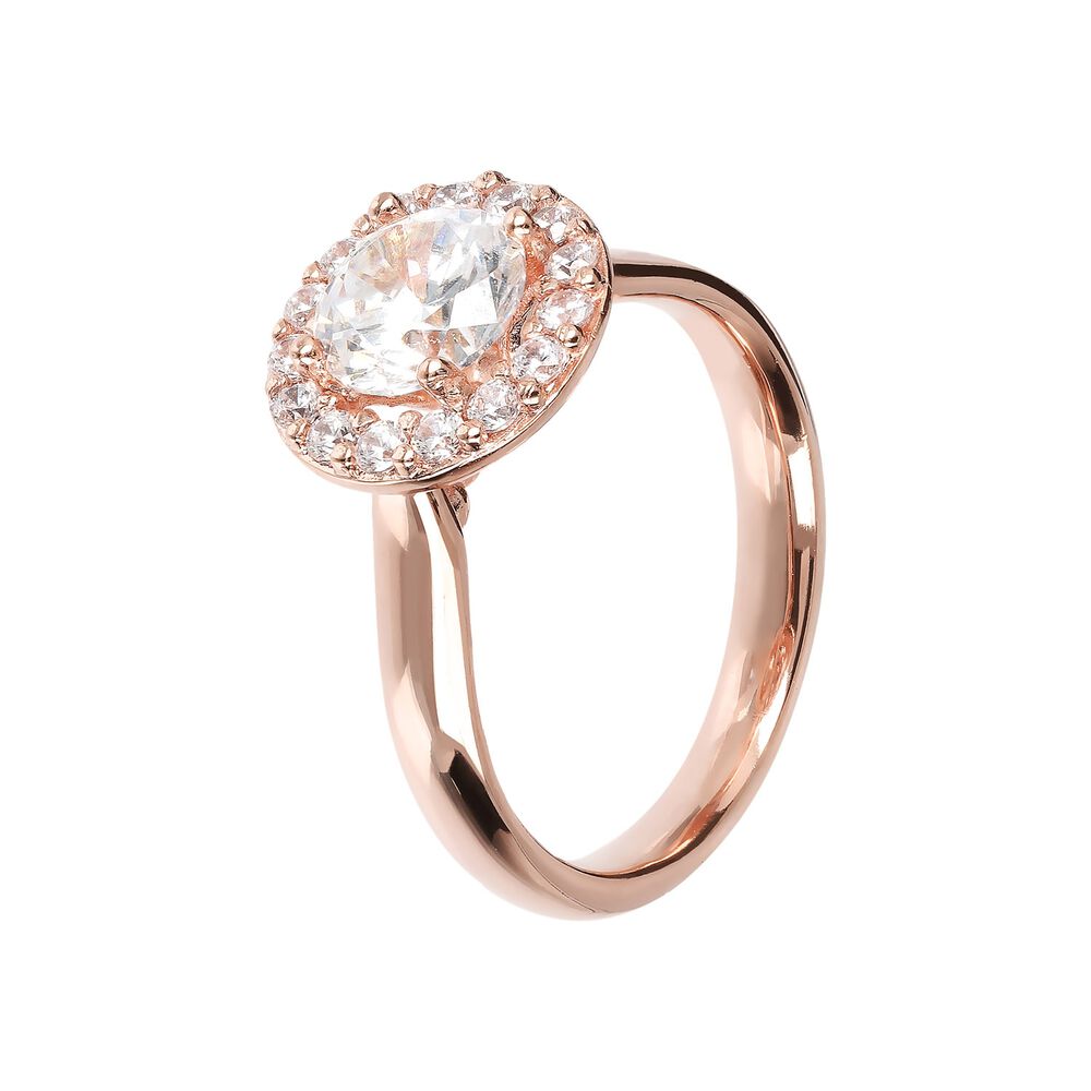 Bronzallure Altissima 18ct Rose Gold-Plated Crystal Halo Ring