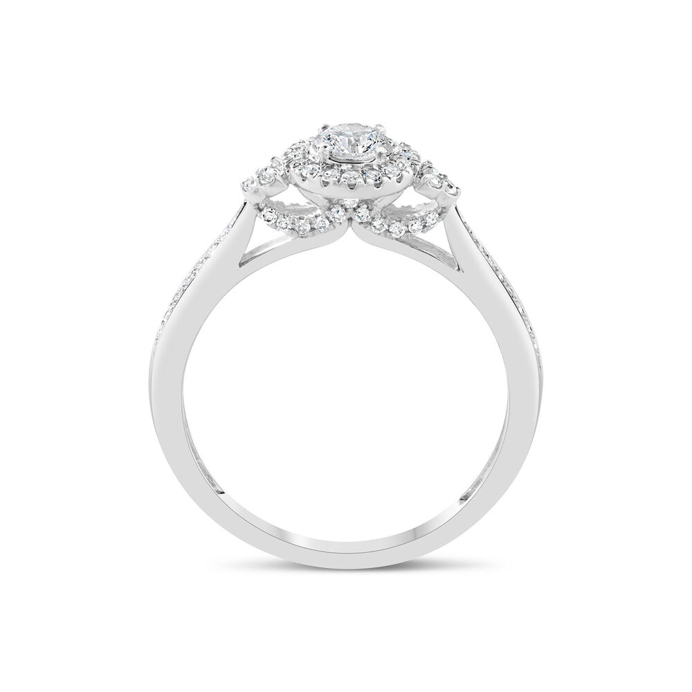 18ct White Gold 0.40ct Diamond Halo Shoulders Ring image number 2