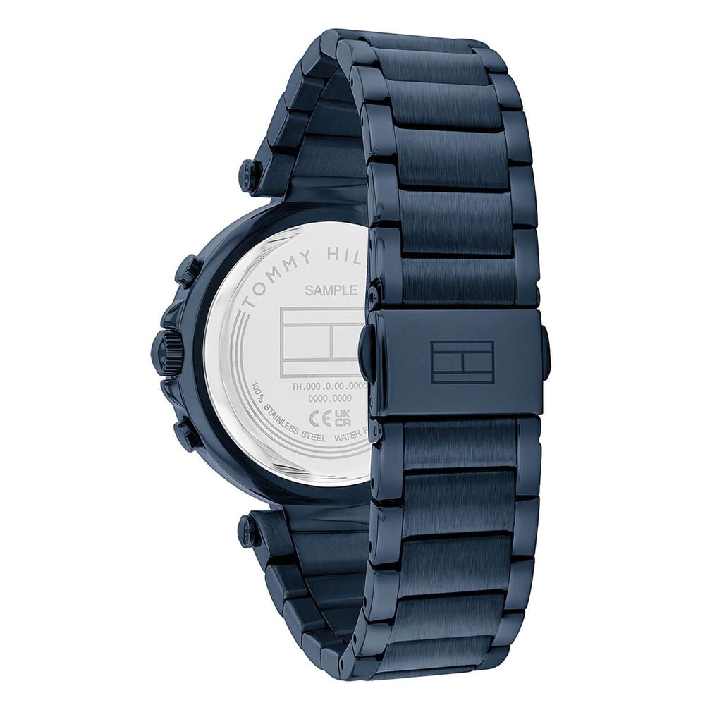 Tommy Hilfiger Chronograph 38mm Blue Dial Cubic Zirconia Set Bezel Steel Bracelet Watch image number 2