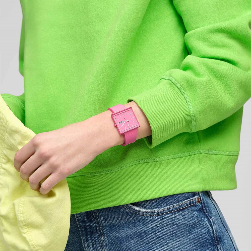 Swatch Bioceramic What If...Rose? Square Dial Pink Strap Watch image number 4