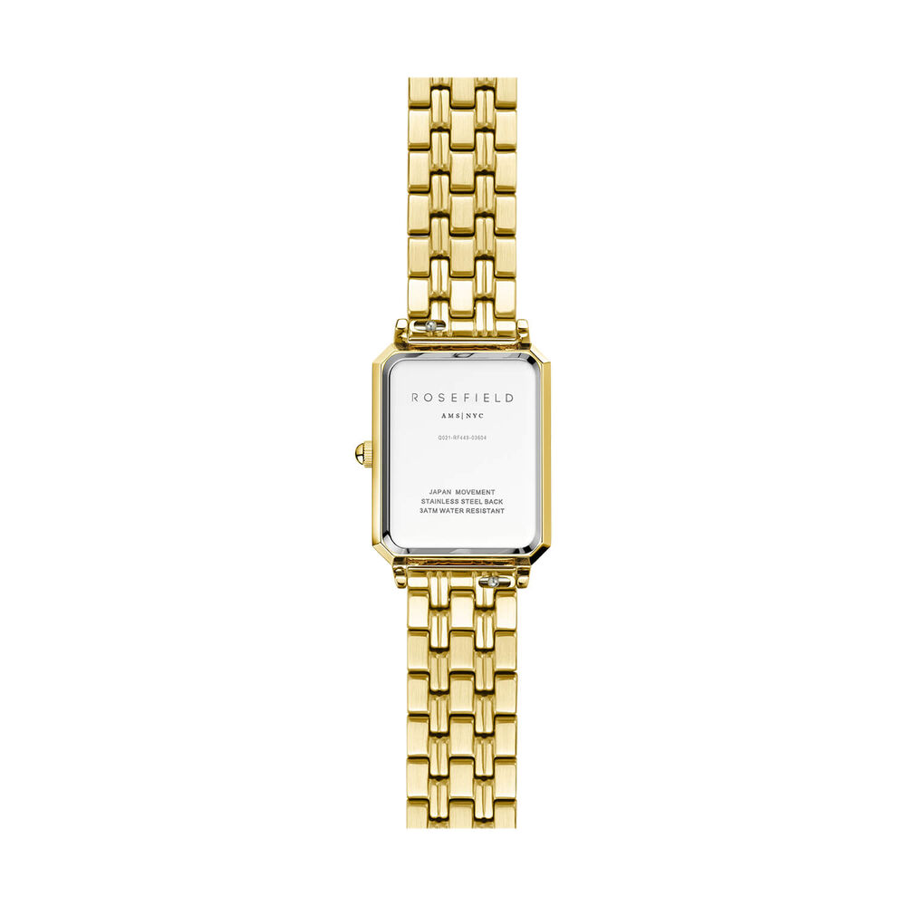 Rosefield Octagon Gold 23x29mm White Dial 23k Gold Plated Steel Bracelet Watch image number 3