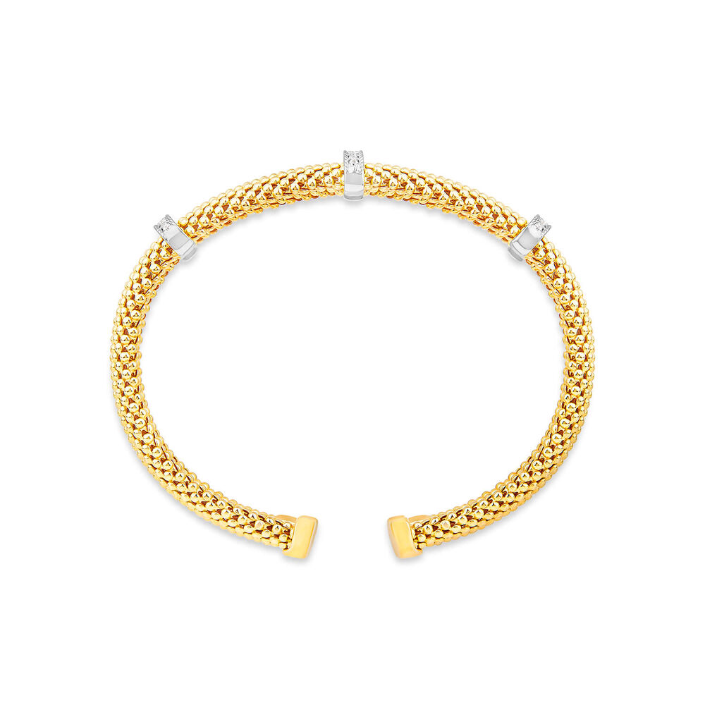 Silver & Yellow Gold Plated Heavy Weight Popcorn Bangle image number 0