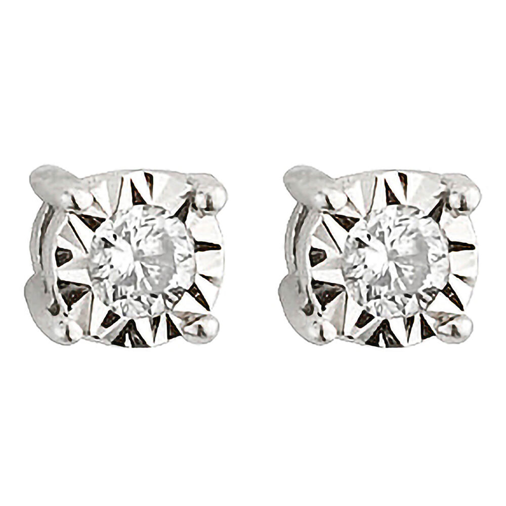 9ct white gold 0.12 carat diamond solitaire stud earrings image number 0