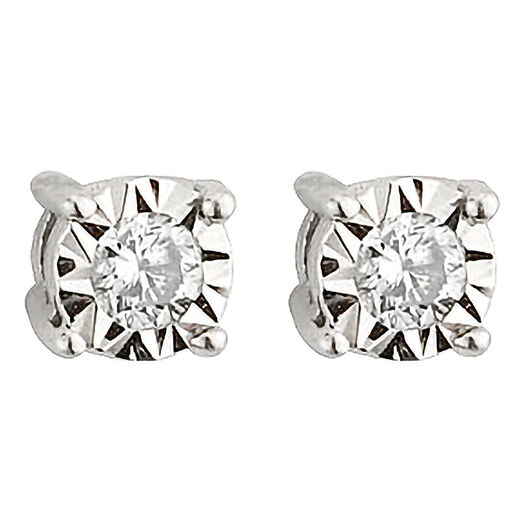 9ct white gold 0.12 carat diamond solitaire stud earrings