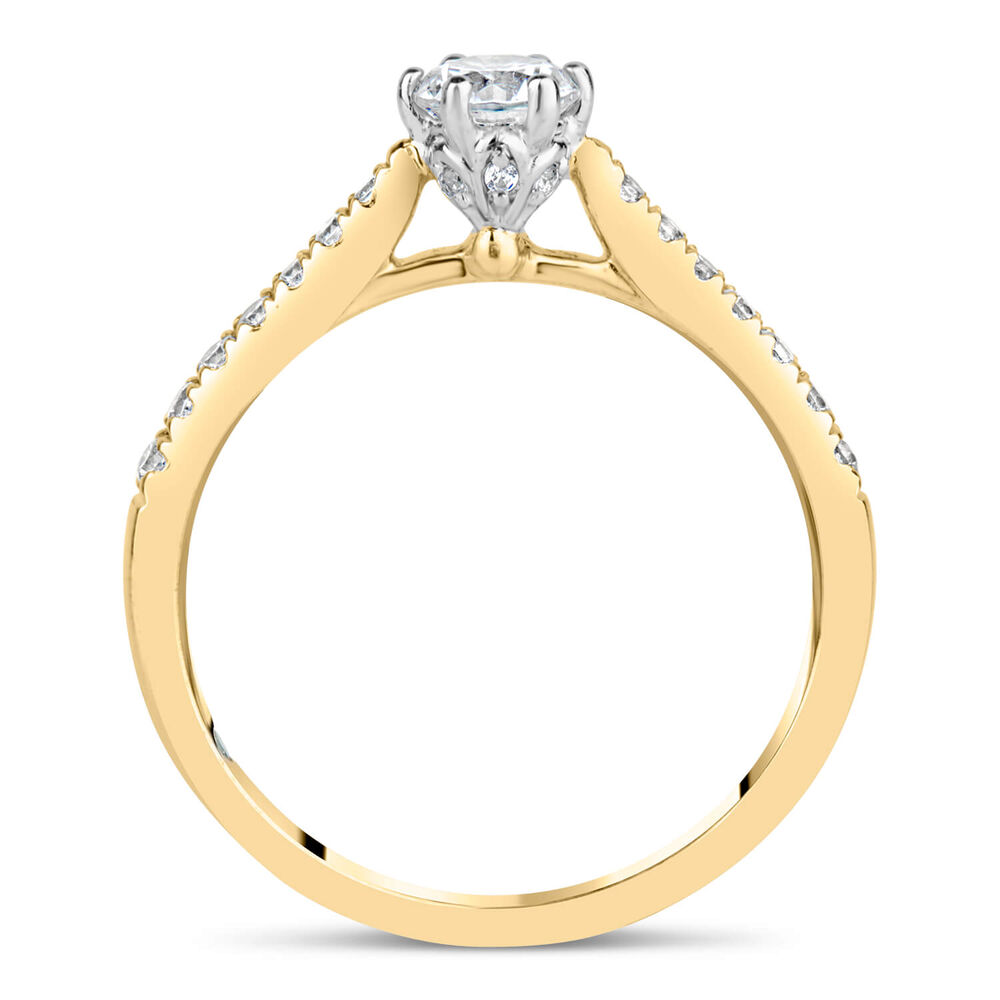 Kathy De Stafford 18ct Yellow Gold ''Simone'' 6 Stone Diamond Solitaire Shoulders 0.50ct Ring image number 2