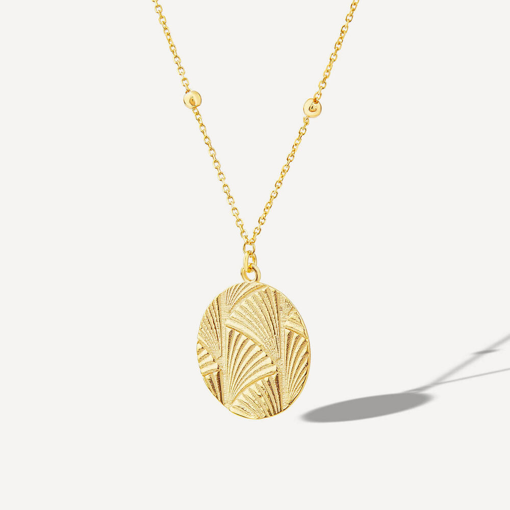 9ct Yellow Gold Textured Round Disc Bead Chain Necklet