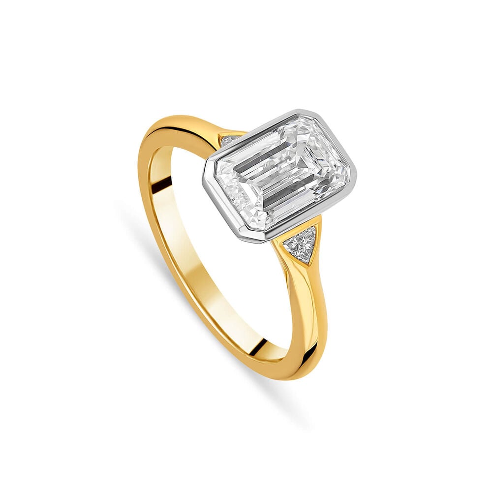 Born 18ct Yellow Gold 2.20ct Emerald Lab Grown Diamond Bezel Set Solitaire Ring