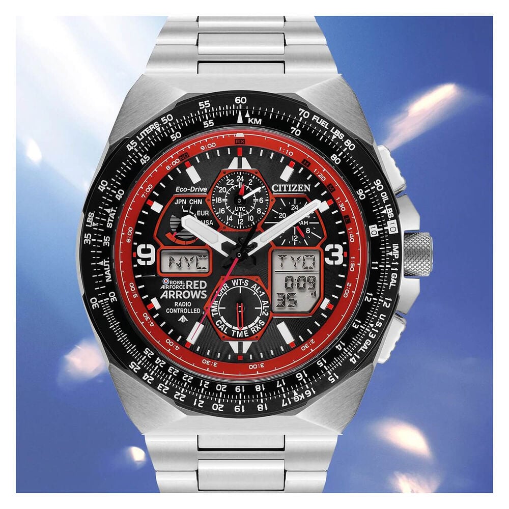 Citizen Eco-Drive Men's Limited Edition Red Arrows Black Dial Steel Bracelet Watch image number 3