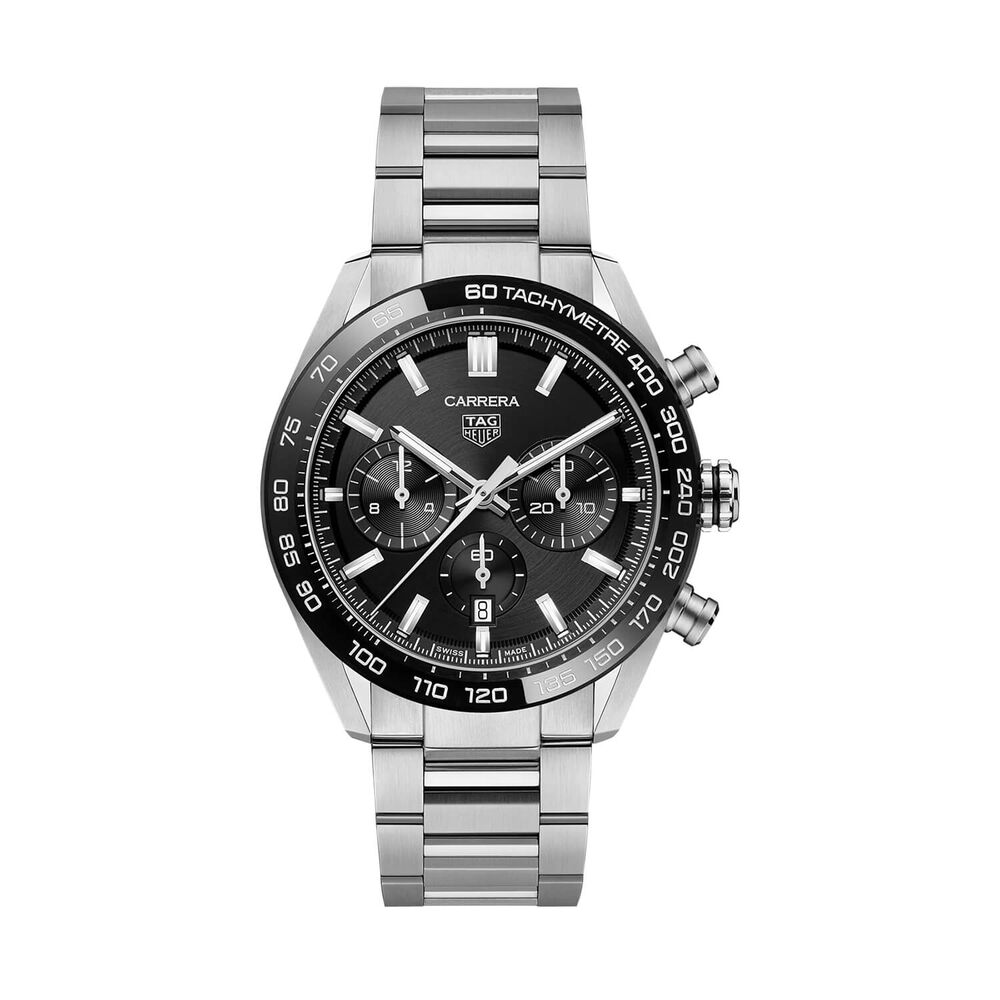 Pre-Owned TAG Heuer Carrera Chronograph 44mm Black Dial Stainless Steel Bracelet Watch