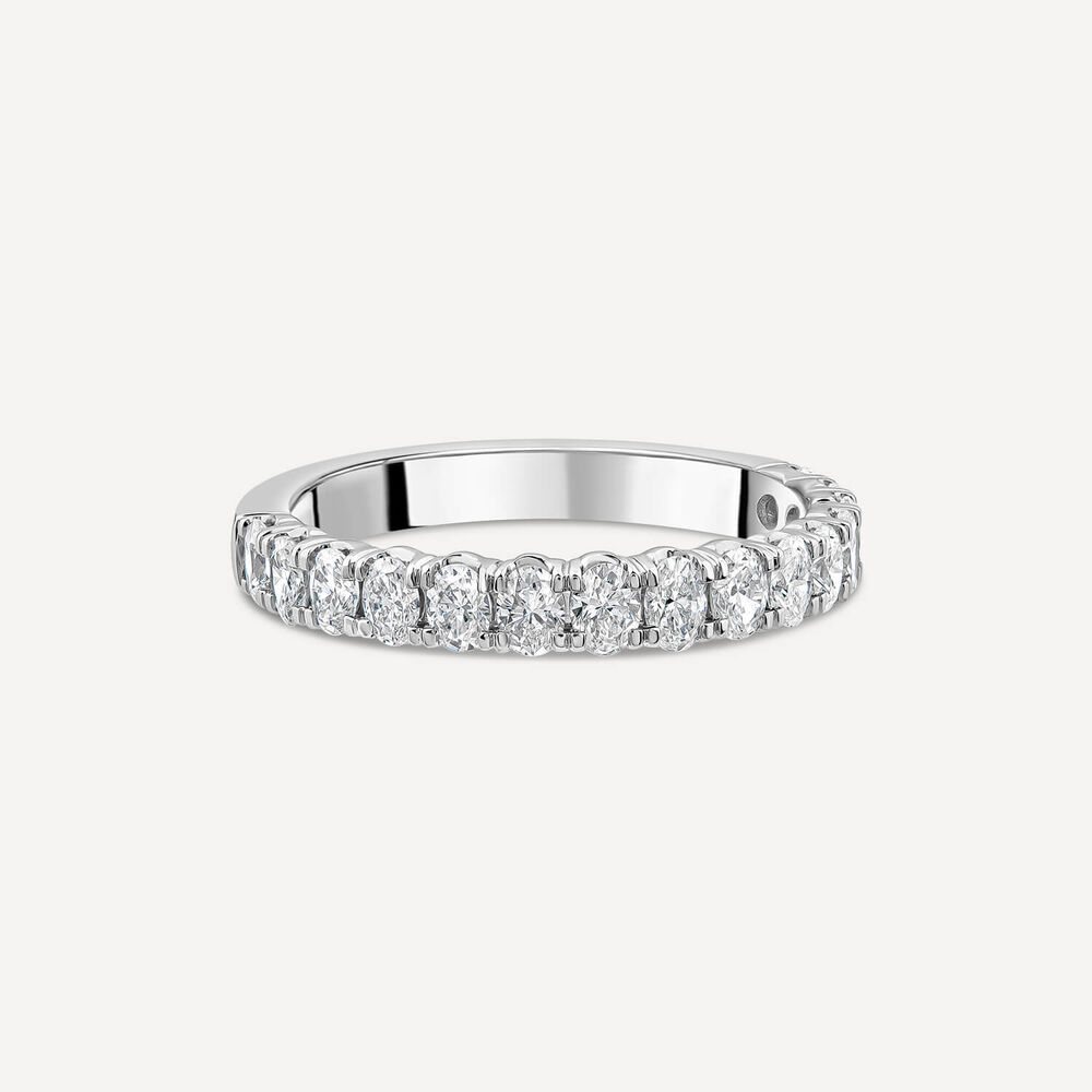 Platinum 0.90ct 3/4 Oval Diamond Anniversary Band Ring image number 2