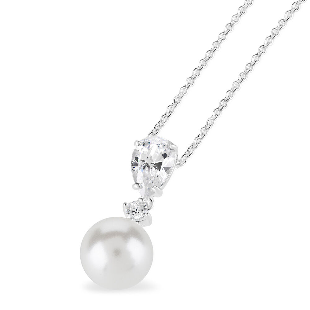 Sterling Silver and Pearl Pendant (Chain Included) image number 2