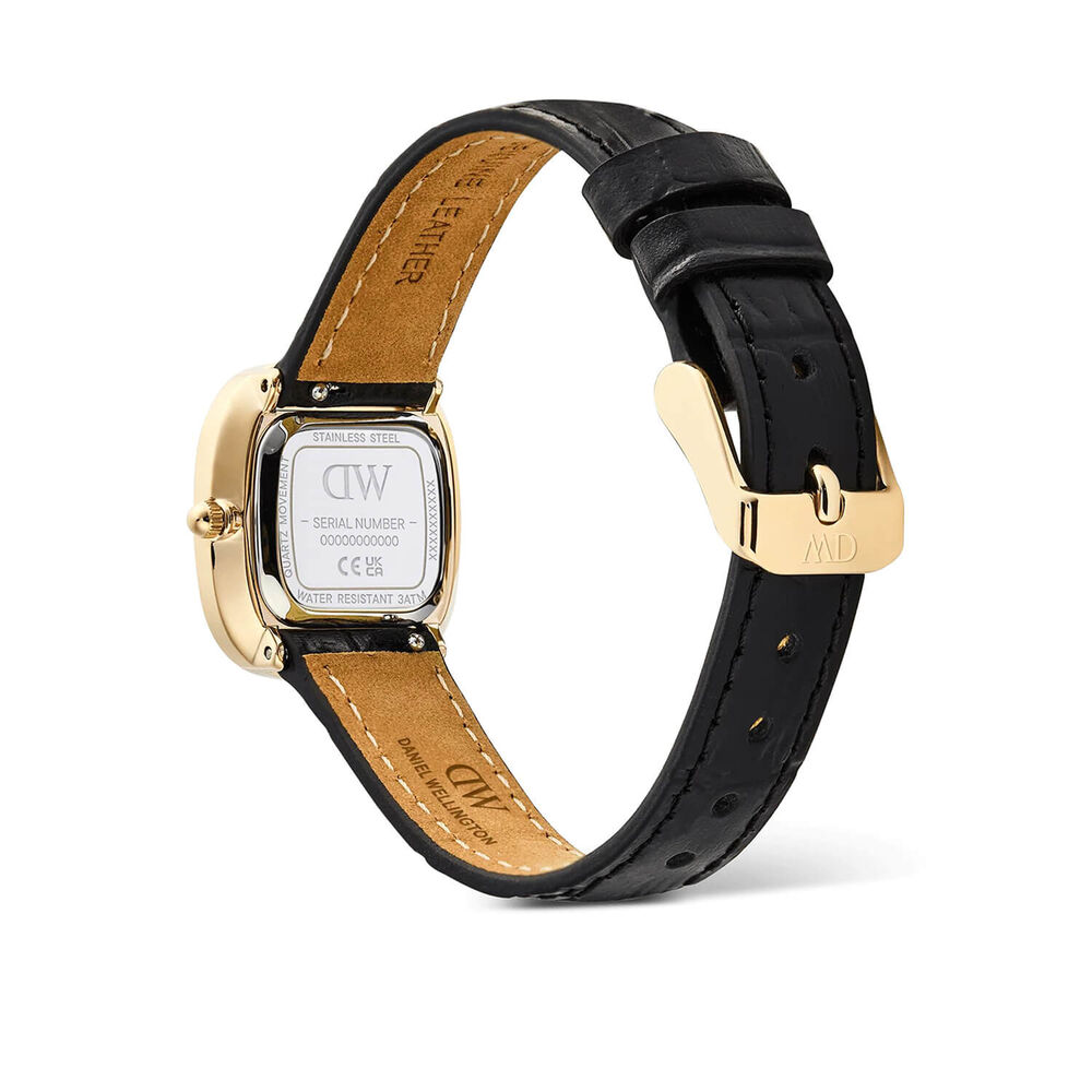 Daniel Wellington Margot 24x26mm White Dial Black Leather Strap Watch