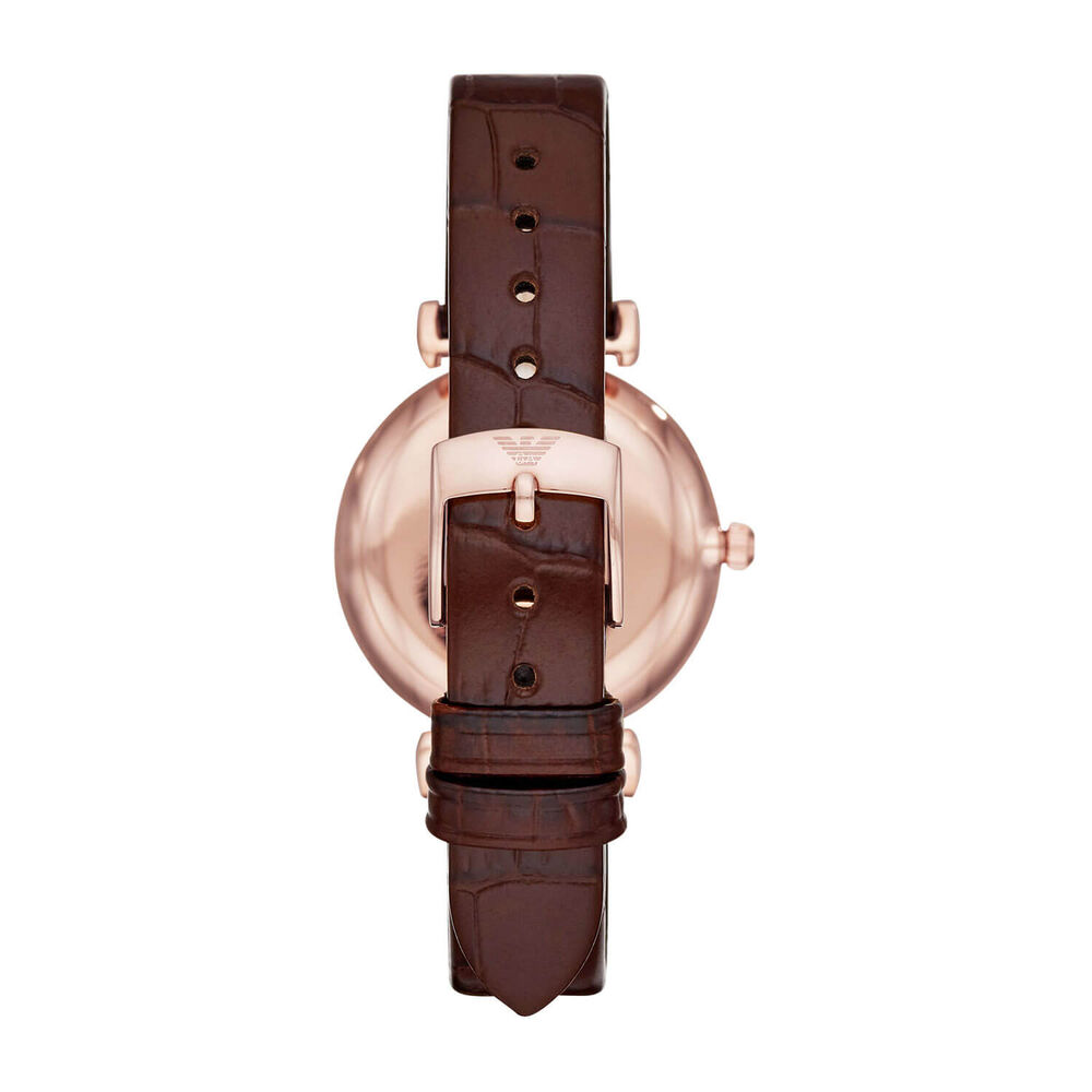 Emporio Armani Rose Gold PVD Case & Burgundy Leather 32mm Watch image number 1
