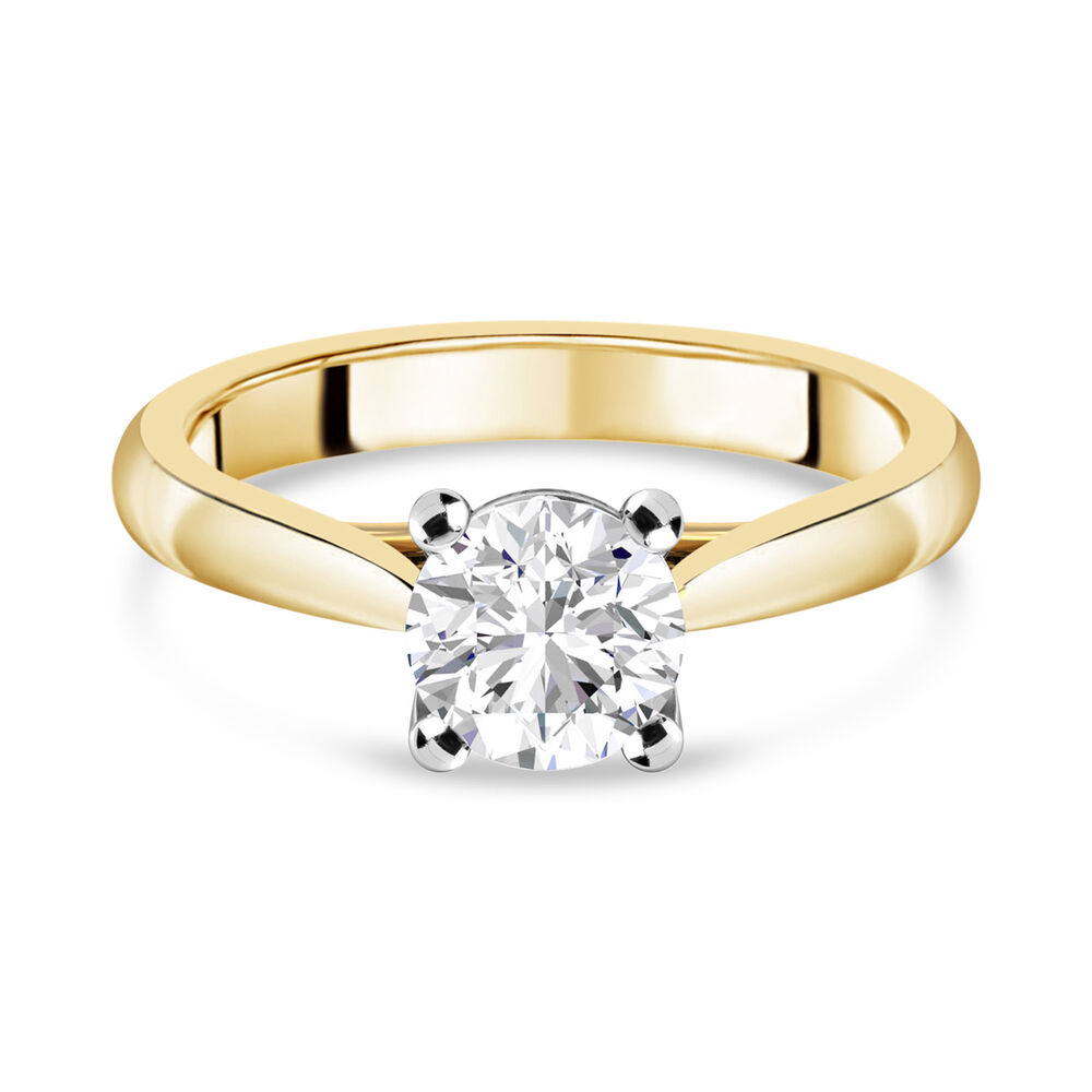 18ct Yellow Gold 1.25ct Round Diamond Orchid Setting Ring image number 4