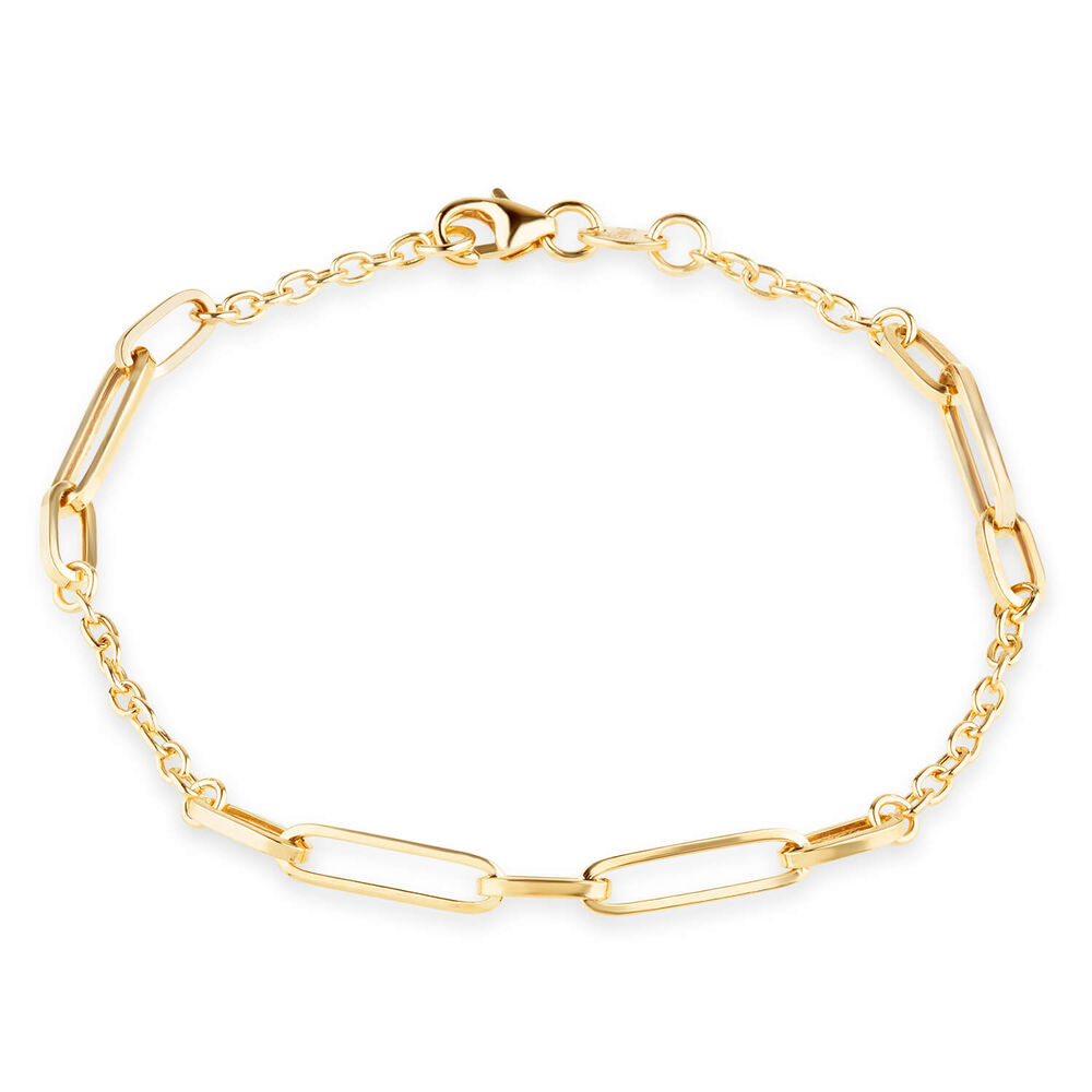 9ct Yellow Gold Long Open Link Stations Ladies Bracelet image number 0