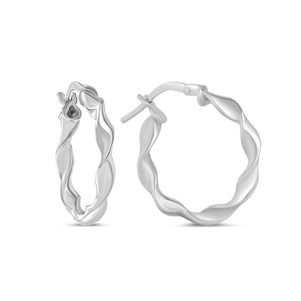 Sterling Silver Twisted Polished Hoop Earrings image number 1