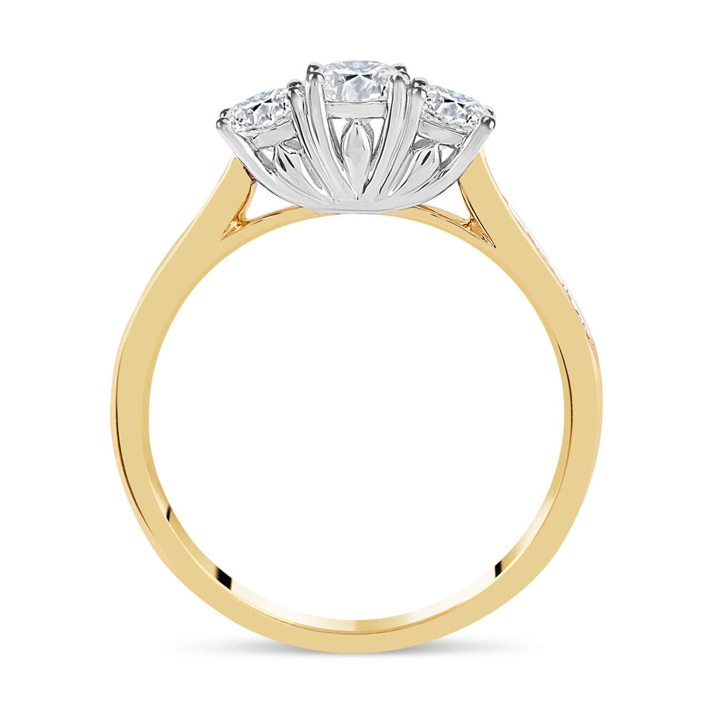 18ct Yellow Gold 0.75ct Trilogy Diamond Tulip Setting Ring image number 2