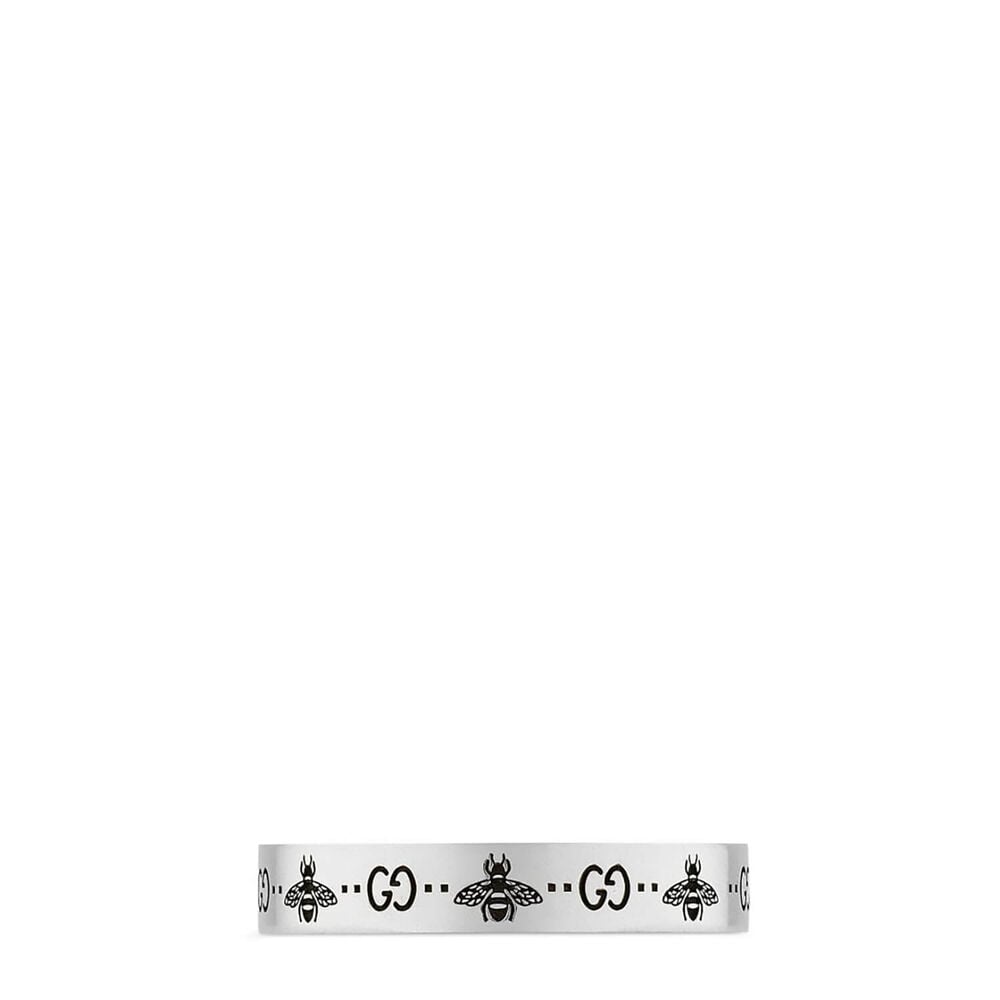 Gucci Signature Silver Bee Motif 4mm Ring (UK Size N-O)