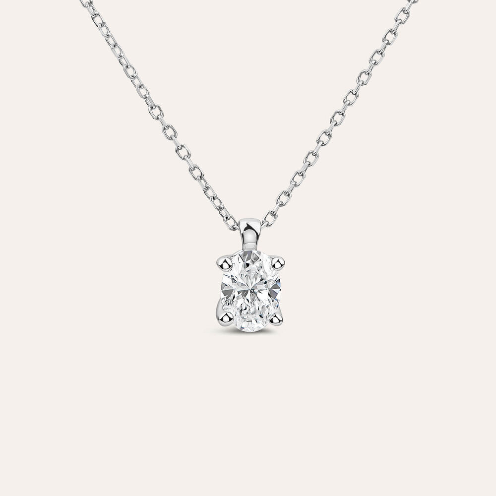 Born 9ct White Gold 0.50ct Lab Grown Oval Diamond Pendant