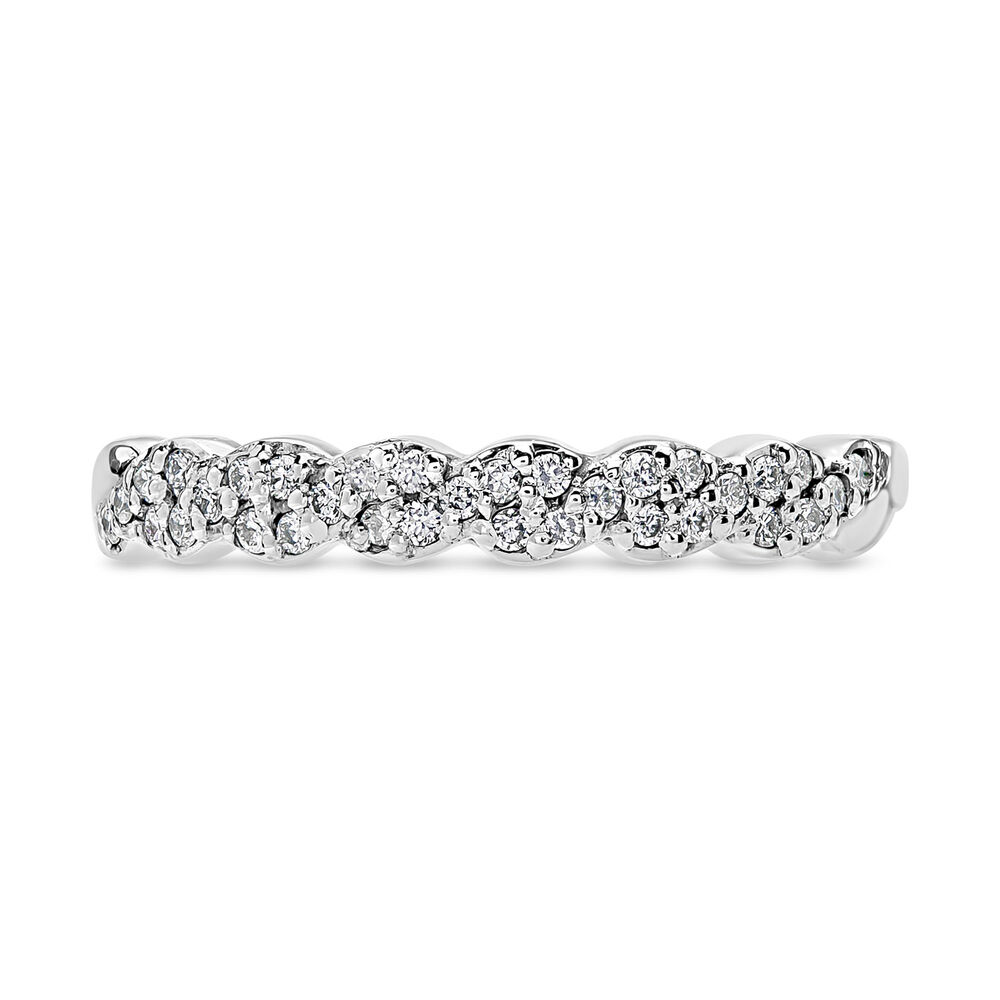 18ct White Gold Diamond Set Twist Band Wedding Ring image number 1