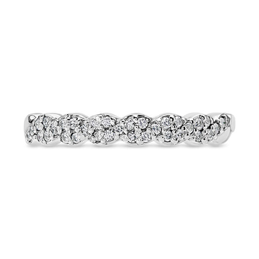 18ct White Gold Diamond Set Twist Band Wedding Ring