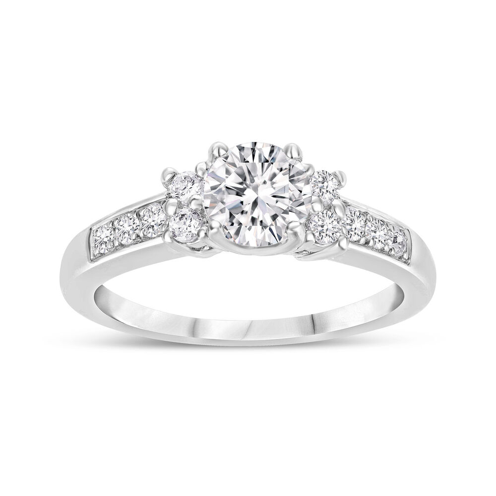 Sterling Silver Cubic Zirconia Sides and Channel Shoulders Ring image number 0