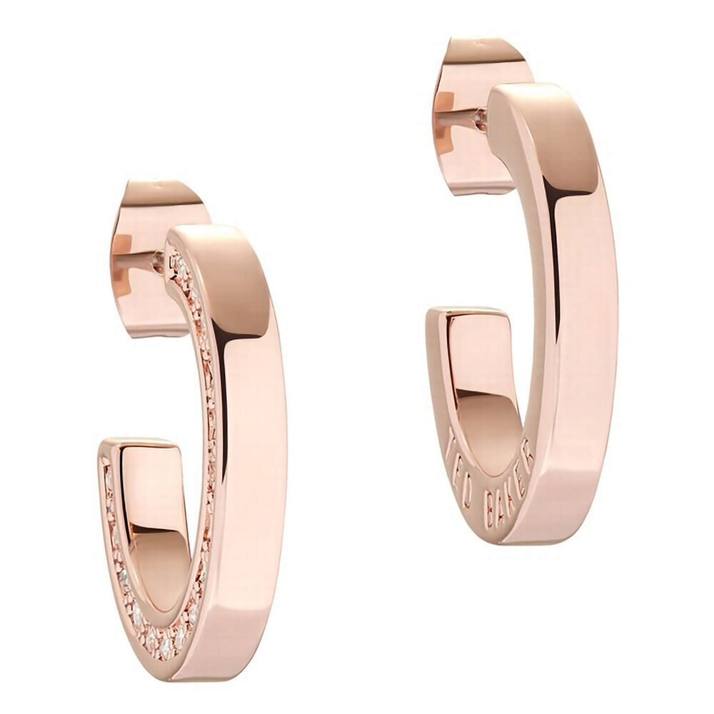 Ted Baker SENATTA Crystal Rose Gold Tone Hoop Earring