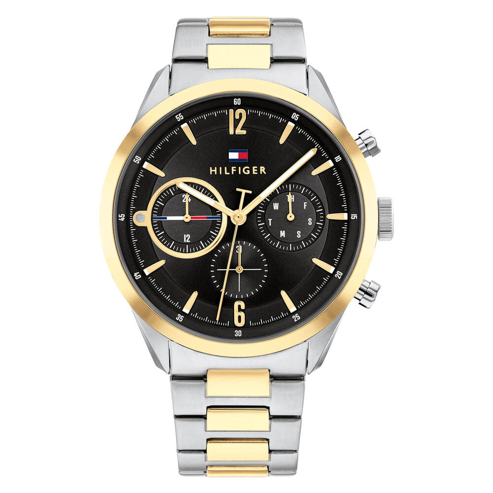 Tommy Hilfiger Chronograph 44mm Quartz Black Dial Steel & Yellow Gold IP Bracelet Watch image number 0