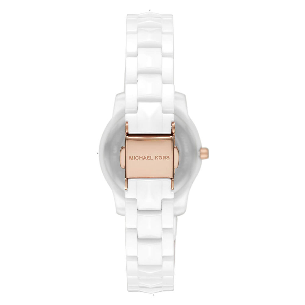 Michael Kors Runway Mercer 28mm White Dial & Bracelet Watch image number 1