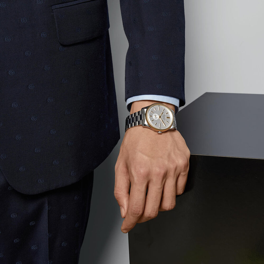 Gucci G-Timeless Automatic 40mm Silver Dial Steel Bracelet Watch