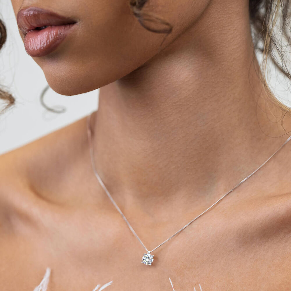 Born 9ct White Gold 1.00ct Lab Grown Brilliant Diamond Pendant